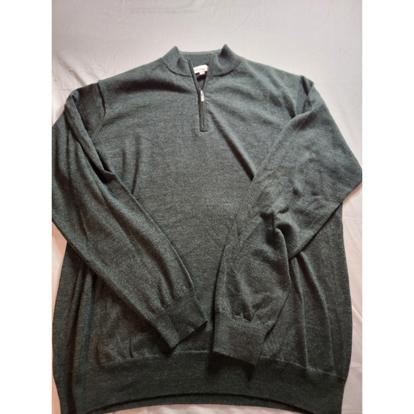 PETER MILLAR Mens Dark Green 75% Merino Wool 25% Lyocell 1/4 Zip Sweater XL